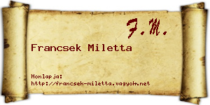 Francsek Miletta névjegykártya